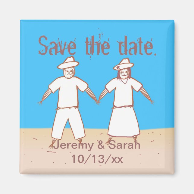 Aimant Scarecrow Couple Enregistrer la date Mariage Magne (Devant)