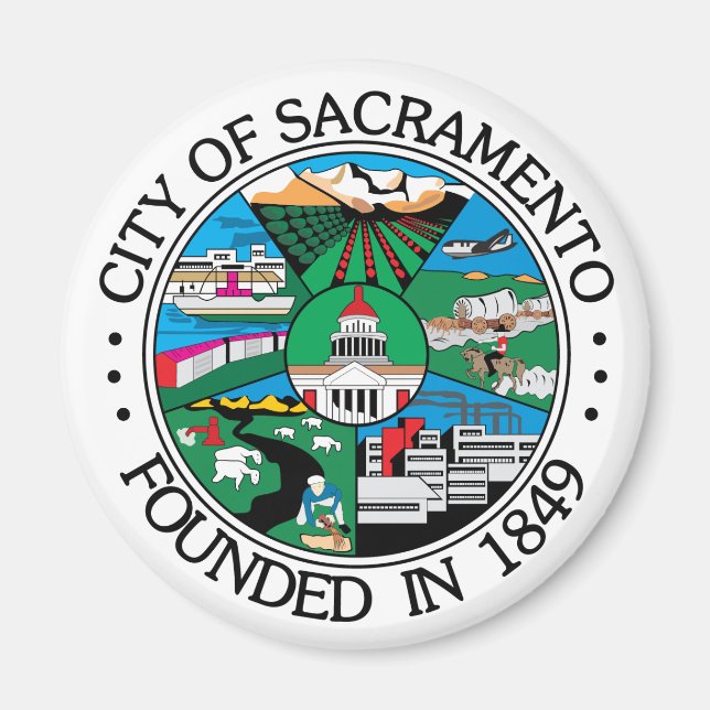 Aimant Sceau de la ville de Sacramento (Devant)
