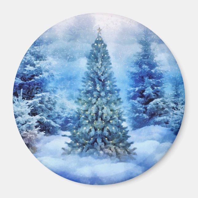 Aimant Scène d'arbre de Noël (Devant)
