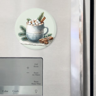 Aimant Scène de mug Marshmallow au cacao d'hiver cosy