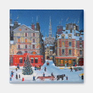 Aimant Scène de Noël vintage en plein air