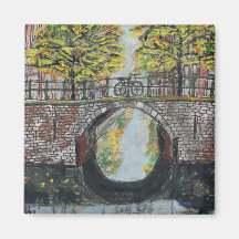 Scène du canal d'Amsterdam en automne