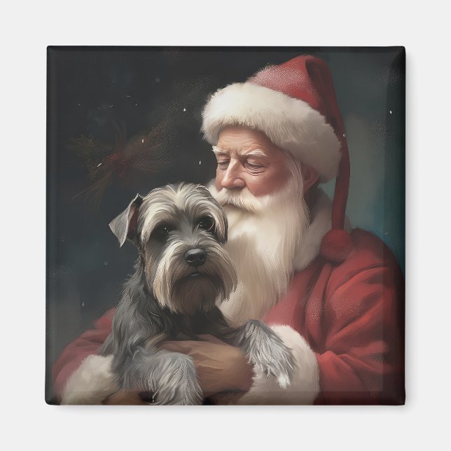 Aimant Schnauzer avec Noël Festif du Père Noël (Devant)