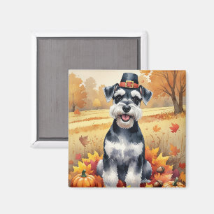 Aimant Schnauzer dans l'art de remerciement des feuilles
