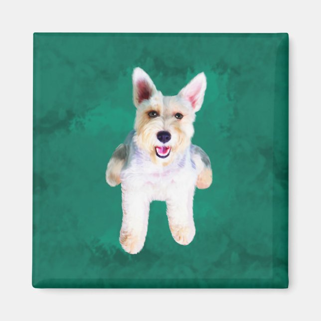 Aimant Schnauzer Miniature Dog Eau Couleur Art Peinture (Devant)