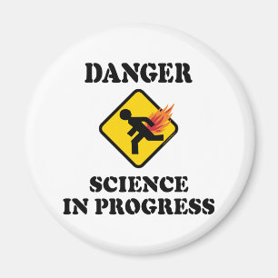 Aimant Science du danger en cours - Humour de pet enflamm