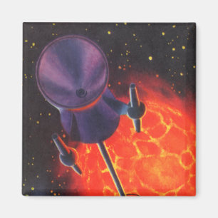 Aimant Science-fiction vintage, fusée de science-fiction,