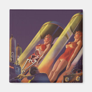 Aimant Science-fiction vintage, scientifiques de la scien