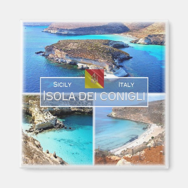 Aimant SCL027 ISOLA DEI CONIGLI, mosaïque, Sicile, réfrig (Devant)