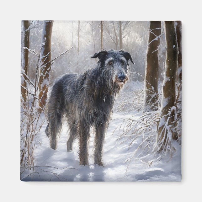 Aimant Scottish Deerhound Laissez-le neiger Noël (Devant)