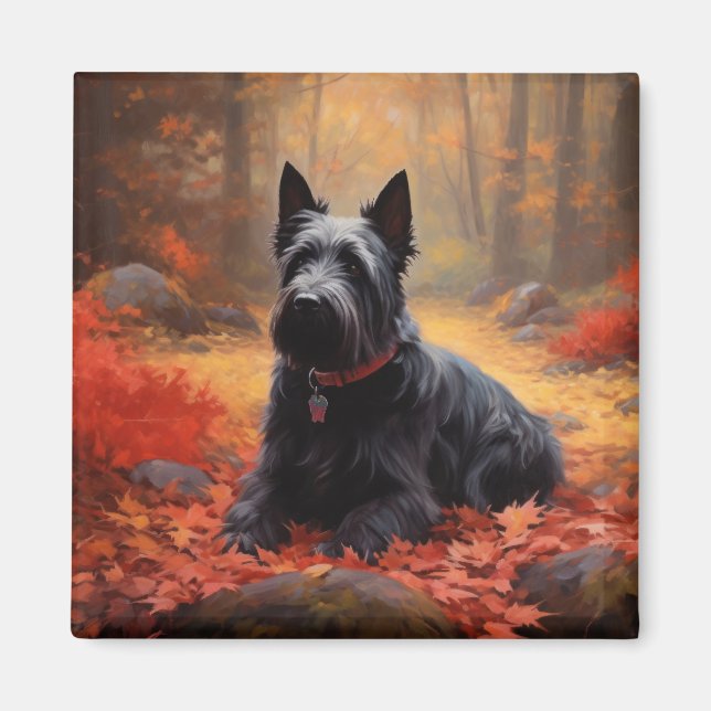Aimant Scottish Terrier en automne Leaves Fall Inspire (Devant)