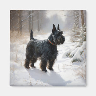 Aimant Scottish Terrier Laisser Il Neige Noël