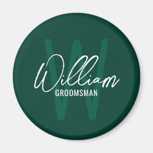 Aimant Script moderne Groomsmen personnalisé Monogramme&N