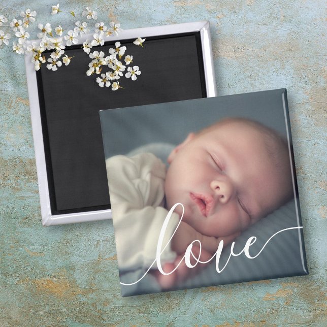 Aimant Script photo bébé simple moderne (Modern Simple Baby Photo Script Magnet)