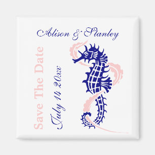 Aimant Seahorse marine bleu, mariage rose Enregistrer la 