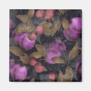 Aimant Seamless dark plum fruits purple berries cherry