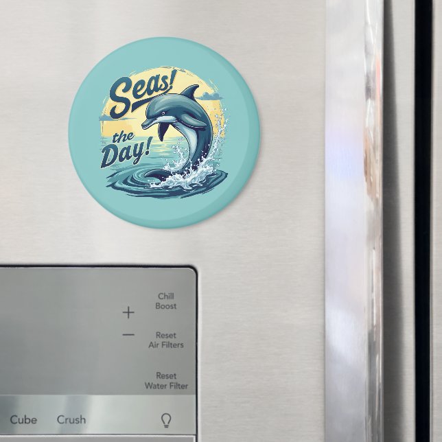 Aimant Seas Day Retro Dolphin Océan esthétique (In situ (réfrigérateur))