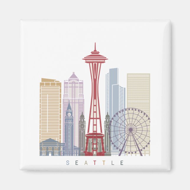 Aimant Seattle Vintage Poster (Devant)