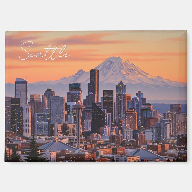 Aimant Seattle Washington Mt Rainier Sunset (Recto)