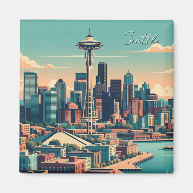 Aimant Seattle Washington Vintage (Devant)