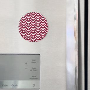 Aimant Seigaiha, Vagues, Japonais, Bourgogne et Blanc