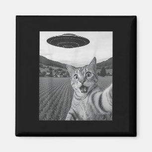 Aimant Selfie De Chat Avec Alien Ufo Funny Chat Drôle Ali