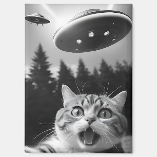 Aimant Selfie de chat drôle avec des drones Aliens UFO