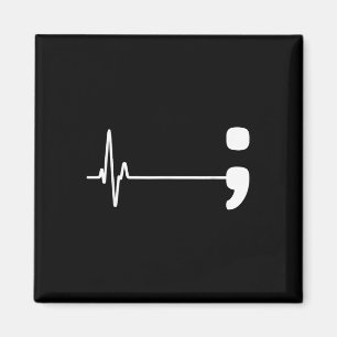 Aimant Semicolon Heartbeat Flatline Prévention du suicide