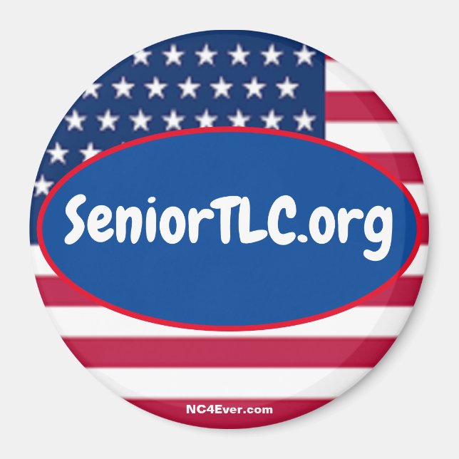 Aimant SeniorTLC.org Patriotique (Devant)