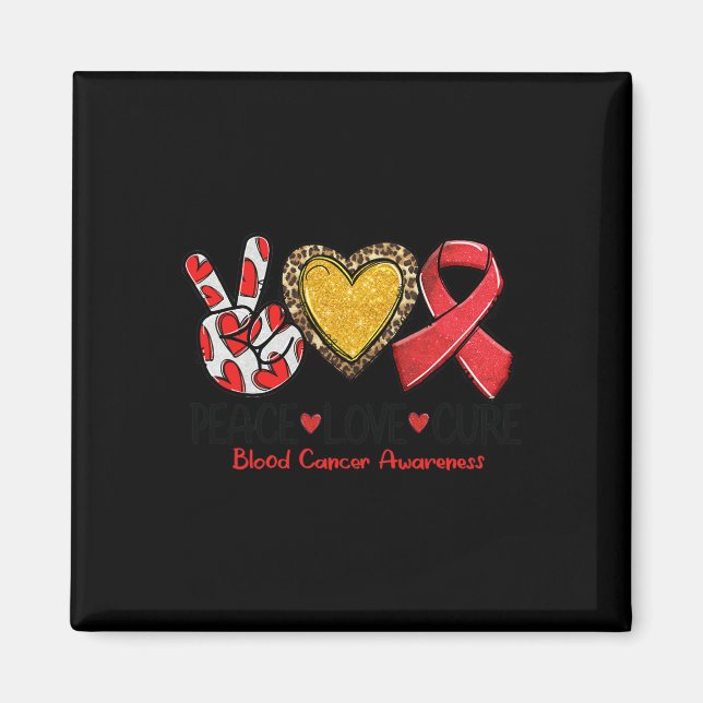 Aimant Sensibilisation au cancer du sang Paix Amour Cure  (Devant)
