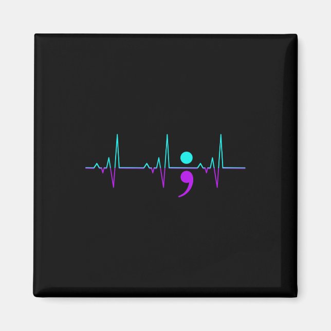 Aimant Sensibilisation au suicide Heartbeat Happy Ribbon  (Devant)