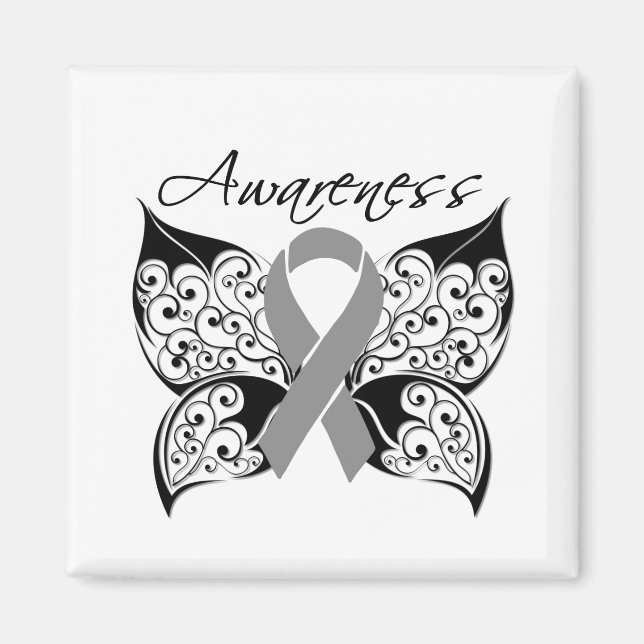 Aimant Sensibilisation aux papillons de tatouage - Cancer (Devant)