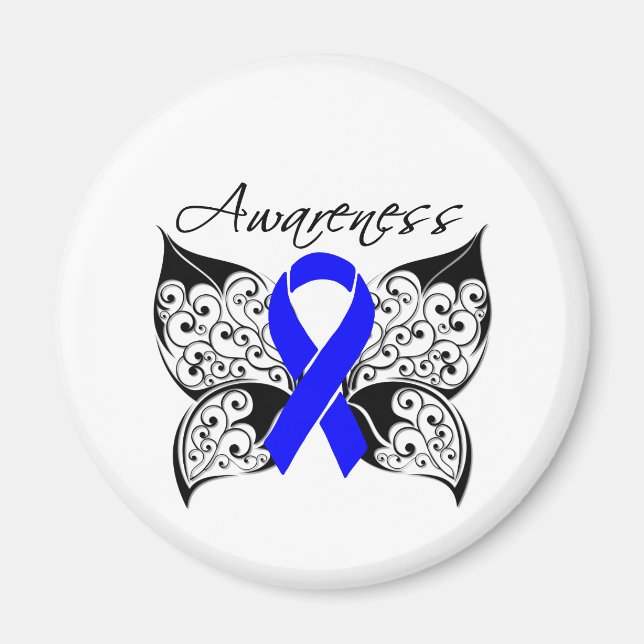 Aimant Sensibilisation aux papillons de tatouage - Cancer (Devant)