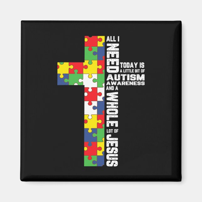 Aimant Sensibilisation sur l'autisme Jésus Croix Puzzle C (Devant)