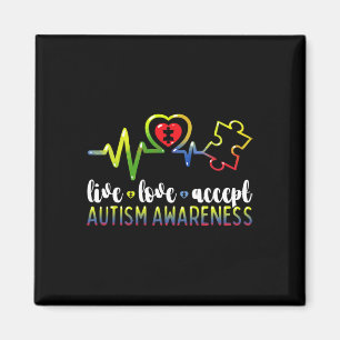 Aimant Sensibilisation sur l'autisme Live Love Accepter