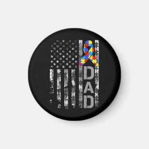 Aimant Sensibilisation sur l'autisme Papa USA Drapeau Fêt