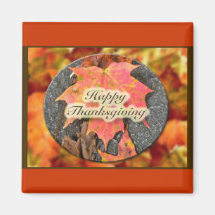Aimant Série Feuille d'érable d'automne bon thanksgiving