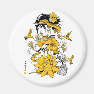 Aimant Serpiente amarilla con geisha