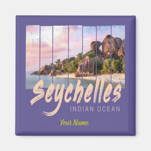 Aimant Seychelles Océan Indien coucher de soleil vintage