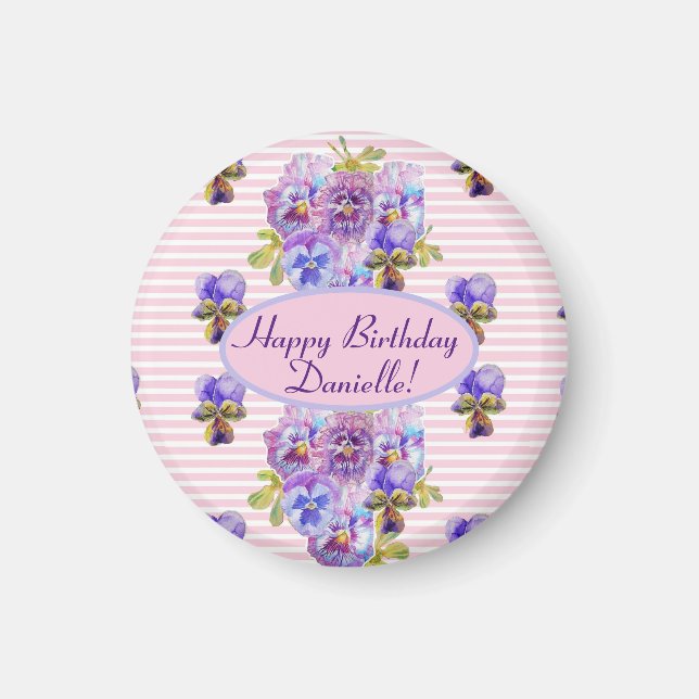 Aimant Shabby Rose Rose Floral Tea Party violet (Devant)