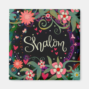 Aimant Shalom Amusants Coeurs Floraux Inspiritisme Noir