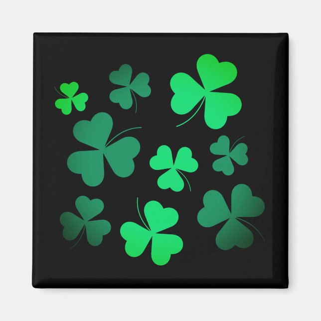 Aimant Shamrock Clover Irlande Irish Modern Green & Black (Devant)