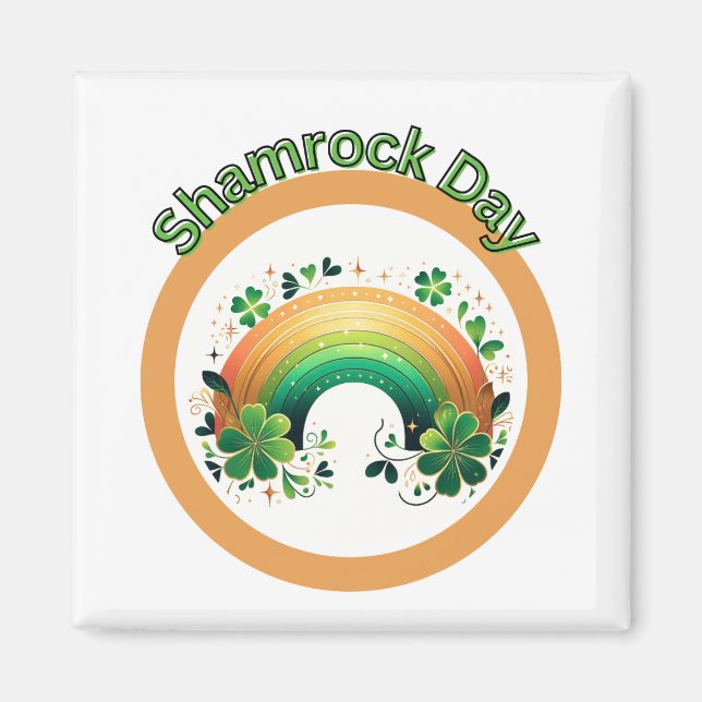 Aimant Shamrock Lucky Rainbow St. Patrick's Day (Devant)