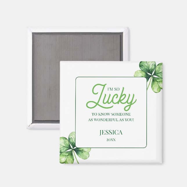 Aimant Shamrock vert Chance personnalisée Jour de la Sain (Recto/Verso)