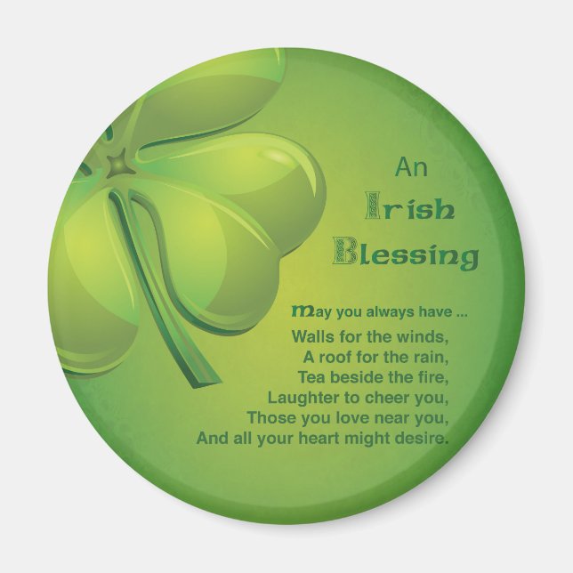 Aimant Shamrock vert d'Irlande Blessings (Devant)