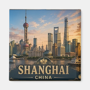 Aimant 🏙️ Shanghai Chine Mémoire de vacances pour les vo