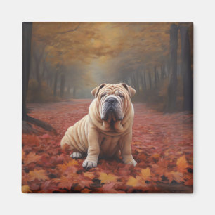 Aimant Shar Pei dans l'automne Feuilles automne Inspire