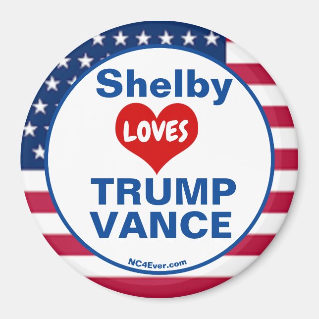 Aimant Shelby LOVES TRUMP VANCE patriotique (Devant)