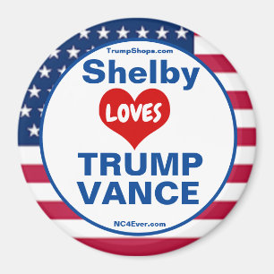 Aimant Shelby LOVES TRUMP VANCE patriotique