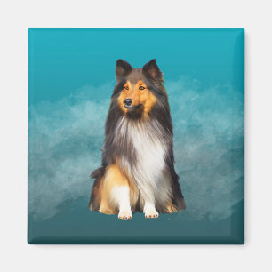 Aimant Sheltie Shetland Sheepdog Art Portrait